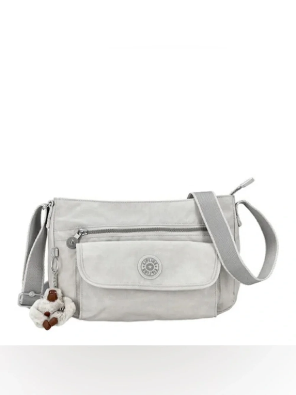 Kipling Syro Shoulder Crossbody Nylon Bag Light Gray